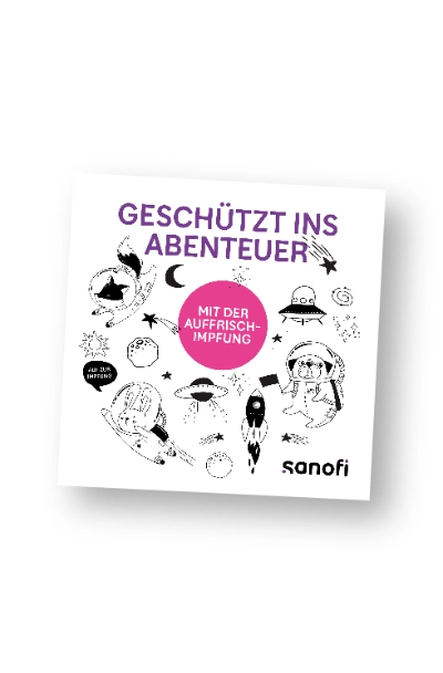 Cover Sanofi-Broschüre, Auffrischimpfungen bei Jugendlichen